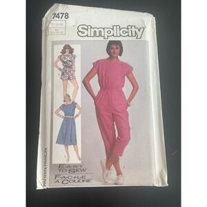 00472 - Simplicity 7478 Vintage Easy to Sew Jumpsuit Dress/Romper Sewing Pattern